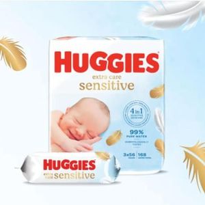 Huggies, Lingettes bébé, Pour tout le corps, Utilisables dès la naissance, Sans parfum, 8x56 lingettes, Pure Extra Care