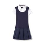 French Toast Girls Twofer Pleated Dress, Navy, 8