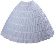 BEAUTELICATE Full A-line 6 Hoop Floor-Length Bridal Dress Gown Slip Petticoat White Free Size