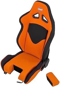 Racing and Flight Sim Seat, Simulator Cockpit. Sliding Rails Included. Orange on Black. Functional Seat Base Cutout For Flight Sim Stick Or Helicopter Cyclic. Breathable Fabric