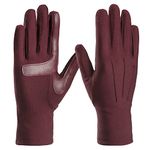 isotoner Women's Spandex Cold Weather Stretch Gloves with Warm Fleece Lining, Plum, One Size