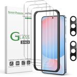 amFilm [3+2 Pack] Screen Protector for Samsung Galaxy S24 FE with Camera Lens Protector, 9H Hardness Tempered Glass, Anti Scratch, Bubble Free