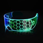 Cyberpunk LED Glasses Rave Outfits Women Alien Costume Glow in Dark Glasses for Halloween Party Neon Futuristic Stuff