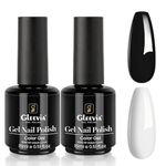 Gleevia Gel Nail Polish Kit- 2 Pcs 15ml Black And White Gel Polish Black Gel Nail Polish Soak Off UV/LED Gel Polish Nail Art Manicure Salon Diy at Home