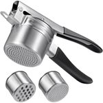 Potato Ricer, Sopito 15oz Stainless Steel Potato Masher with 2 Interchangeable Inner Cups, Heavy Duty Food Press for Smooth Mashed Potatoes