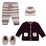 MOTHER WARMTH Handmade Crochet Knitted Pyjamas Sweater Set with Cap and Shoes for Boys & Girls for Wedding Birthday Party Photography Baby Showers New Born 0-24 Months (12 Months - 24 Months) Blue