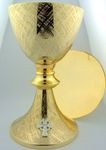 Big 8 1/4 Inch Church Chapel Gold Gilded Priest Celtic Chalice and Paten Pastor Gift