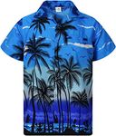 King Kameha Funky Hawaiian Shirt, Shortsleeve, Beach, Monoblue, L