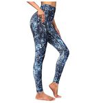 Black Gym Leggings for Women Uk Plus Size Side Pocket Leopard Tie-dye Print High Waisted Butt Lifting Tummy Control Yoga Pants Sports Daily Fitness Tights Running Workout Athletic Essentials Sales