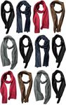 Yacht & Smith Wholesale Bulk Winter Fleece Scarf Solid Black And Plaid, Scarves in Bulk Unisex, One Size