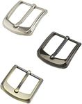 QWORK® Classic Belt Buckles Set, 3Pcs Metal Belt Buckle 38-40 mm (1.5"-1.6") Single Prong Square Replacement Belt Buckle for Men Women Belt (Silver, Bronze, Gray)