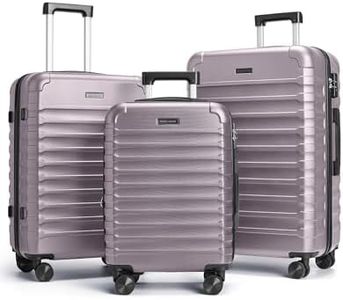 LIGHT FLIGHT Luggage Sets, 3 Piece Durable Suitcase Set with Spinner Wheels, 3 Pcs Hardside Lightweight luggage with TSA Lock, Large Checked Travel Suitcases, 20/24/28 Inch, Rose Purple