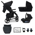 My Babiie MB200i 3-in-1 Travel System - Baby Pushchair, Carrycot, Infant Car Seat (R129 i-Size), Foldable, Includes Footmuff, Rain Cover, from Birth to 22kg (4 Years Approx.) - Black Leopard