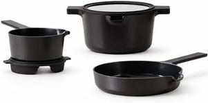 Alva Neat 5 in 1 Black Ceramic Nonstick Cookware Set All in One Space Saving Non Toxic Cookware PFAS, PFOA & PFTE Free, Frying Pan, Sauce Pan, Dutch Oven & Coaster, Pots and Pans Set for Cooking