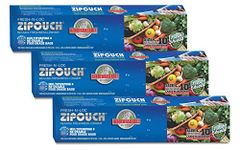 ZIPOUCH Fresh-N-Loc Zipper Seal Food Storage Bags 30 Bags in 3 boxes Biodegradable, Reusable, Microwave safe, Washable Transparent ( 38cms X 32cms)LARGE