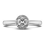 10K White Gold 1/3 Cttw Round Brilliant Certified Canadian Diamond Halo Engagement Ring- Size 6-1/2