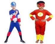 PREMOURE Hosiery Fabric Pack of 2 Superhero Costume dress For Kids Halloween Cosplay Fancy dress Outfit for Boys and Girls(5-6 Year)_K4