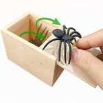 Fun Happy Joke Boxes Rubber Spider Prank Happy Box，Handcrafted Wooden Spider Box,C21-1