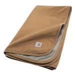 Carhartt Firm Duck Sherpa-Lined Throw Blanket, Reversible Pet Blanket, Carhartt Brown (Fleece/Canvas)