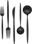 Matte Black Silverware Set 20 Piece, Wildone Stainless Steel Flatware Set Service for 4, Cutlery Utensil Sets for Home Restaurant, Include Knife Fork Spoon Set, Dishwasher Safe