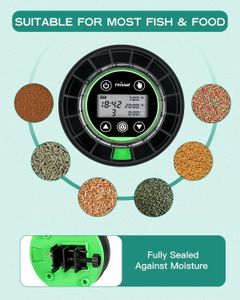 Petbank Automatic Fish Feeder – Timer, LCD Display, Rechargeable, Green