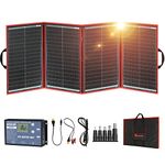 DOKIO 220W 18V Portable Foldable Solar Panel Kit Lightweight(11lb,28x20 inch) with Controller (2 USB Output Ports) to Charge Power Stations/12v Batteries (AGM Lifepo4) RV Camping Marine