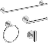 USHOWER Polished Chrome Bathroom Accessories Set, 24-Inch Towel Bar Set Wall Mounted, Durable SUS304 Stainless Steel Bathroom Hardware Set, 4-Piece