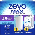 Zevo MAX Flying Insect Trap, Fly Trap Captures Houseflies, Fruit Flies, and Gnats (1 Plug-in Base + 2 Cartridges)