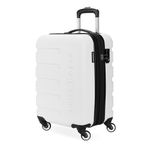 SwissGear Signature Hardside Expandable Luggage with Spinner Wheels and TSA Lock, Patented Built-In Cup Holder, White/Red, Carry-On 19-Inch