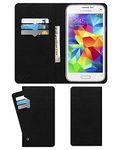 ACM Wallet Leather Flip Carry Case Compatible with Samsung Galaxy S5 Mini Mobile Flap Card Holder Front & Back Cover Royal Black