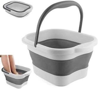 DoroSun Collapsible Foot Bath Basin Soaker Tub with Handle for Soaking Feet, Foldable Pedicure Foot Spa Massager Foot Care Soak Plastic Inflatable Bucket Bowl Bathtub Tools for Washing Cleaning, White