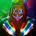 AevQuas LED Halloween Mask & Gloves, Scary Mask Gloves with Lighting, for Men, Women, Kids Halloween Gifts Cosplay