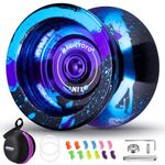 MAGICYOYO N11 Professional Unresponsive Yoyo, Dual Function Yoyo Alloy Metal Yoyo for Beginner Adults, Trick Yoyo with Flat Bearing + Axle + Bearing Removal Tool + Yoyo Storage Bag + 12 Yoyo Strings