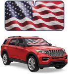 Motor Trend USA Americana Flag Car Windshield Sun Shade for Car Window, Foldable Car Sun Shade with Patriotic Graphic, Collapsible Sun Visor Sunshade for Car Windshield (Large, 69 x 35 inches)