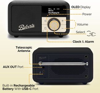 Roberts Revival PETITE2 Digital Radio – Black Portable FM/DAB