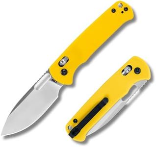 CJRB Hectare Folding Pocket Knife, 3.15" AR-RPM9 Powder Steel Blade G10 Handle Small EDC Knife With Pocket Clip for Men Women, Sharp Camping Survival Hiking Knives J1935 (Yellow)