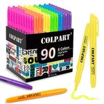 colpart Highlighters Chisel Tip 90 Pack 6 Colors Highlighters Set Chisel Tip Markers For Kid and Adult Coloring For Office School Home Supplies