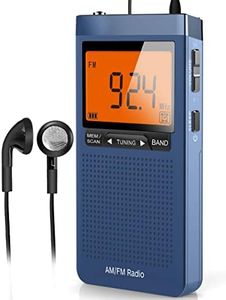 AM FM Portable Radio,Transistor Radio with Best Reception,Pocket Radio with Big Digital Screen, Stereo Earphone Jack, Sleep Timer and Alarm Clock Operated by 2 AAA Batteries for Jogging, Walking(Blue)