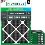 Filterbuy 18x24x1 Air Filter MERV 8 Odor Eliminator (6-Pack), Pleated HVAC AC Furnace Air Filters Replacement with Activated Carbon (Actual Size: 17.38 x 23.38 x 0.75 Inches)