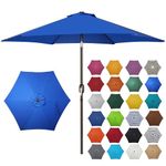 Blissun 7.5 ft Patio Umbrella, Yard Umbrella, Outdoor Market Umbrella with Push Button Tilt Crank, Royal Blue