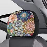 BIGCARJOB Blossoms Boho Floral Car Headrest Covers Set for Womens,2 Pcs Hippie Colorful Rose Auto Front & Rear Seat Headrest Pads,Universal Fit
