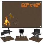 60 x 48 in Under Grill Mat for Outdoor Grill - Fireproof BBQ Grill Mat for Outdoor Grill Deck Protector to Protect the Deck, Patio, Pavers - Easy to Clean Fire Pit Mat Fireplace Mat - Brown - 0.04in