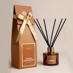 Llum Orange Sandalwood Reed Diffuser Set | Premium Room Freshener for Living Room, Washroom, Bedroom, Office | Organic, Toxin Free Home Fragrance, Aromatherapy | Elegant Gift | 100ml