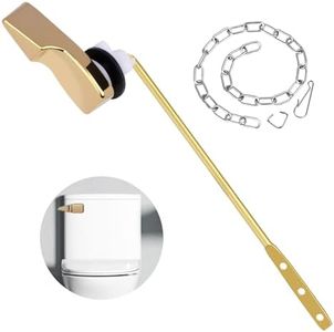 Toilet Flush Handle, Universal Toilet Handle Replacement Kit, Zinc Alloy Toilet Tank Trip Lever with H2 Brass Arm, Toilet Repair Kit Inside Tank Fit for American Standard, Mansfield Toilet, Gold