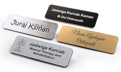 Personalised Premium Name Badge Staff ID Tag with Pin | Design Your Custom Badge | Laser Engraved (Black)