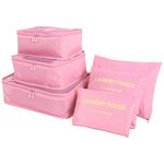 WOWTOY 6PCS Packing Cubes for Travel Luggage Organiser Bag Compression Pouches Clothes Suitcase, Packing Organizers Storage Bags for Travel Accessories, Pink