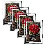 PETAFLOP 7x5 Photo Frames Set of 4, Mirrored Glass Picture Frame 5x7 for Wedding Photos, Home and Office Decor