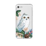 Blingy's for iPhone SE Case (3rd Gen) 2022/iPhone SE Case (2nd Gen) 2020/iPhone SE Case (4.7inch), Cute Floral Owl Design Bird Animal Style Transparent Soft TPU Protective Clear Case (White Owl)