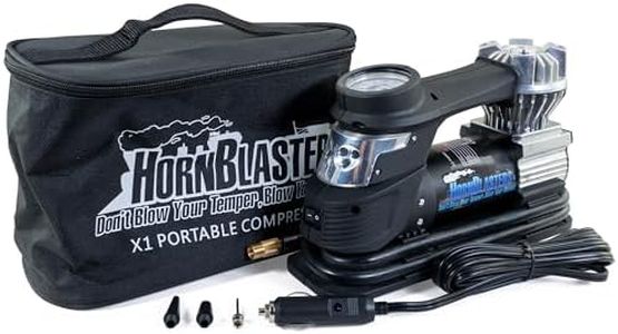 HornBlasters X1 Portable Air Compressor – 12V, 120 PSI Tire Inflator for Trucks & Cars – Compact, Heavy Duty, Fast Inflation