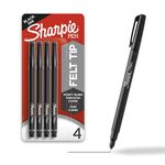 Sharpie Felt Tip Pens, Fine Point (0.4mm), Black, 4 Count